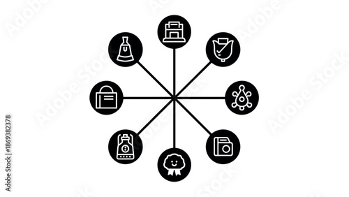 Linear icons for education and science with connected elements