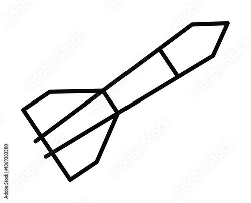 Simple Outline of a Rocket in Black and White on a Clean Background