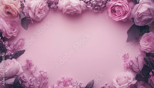 Elegant Pastel Pink Floral Frame with Roses and Small Blooming Flowers for Invitation Card Design