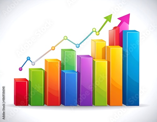Colorful bar graph depicting financial growth with trendlines Free Download Colorful bar graph depicting financial growth with trendlines - GFXLoad