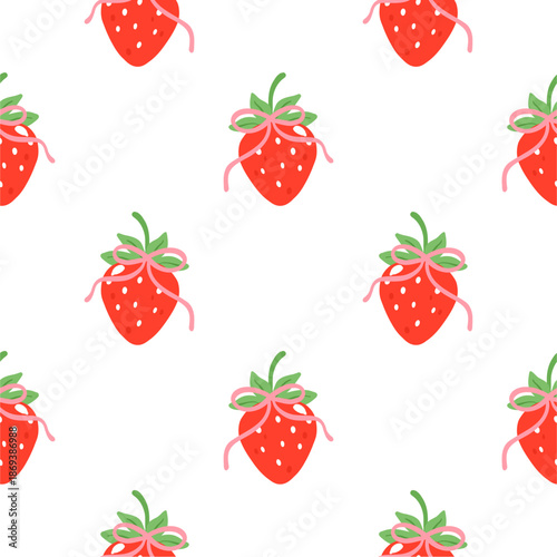 Seamless pattern with cute strawberry. 
