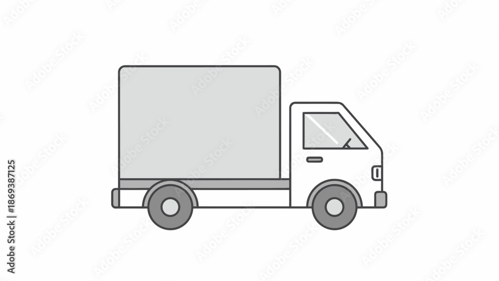 Fototapeta premium Simple Line Drawing of Delivery Truck.