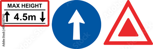 Regulatory Traffic Signs Compilation: Height Limit, Straight, Danger