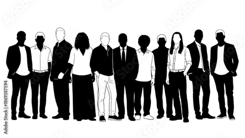 Diverse Group of Professionals Standing Together in a Formal Setting