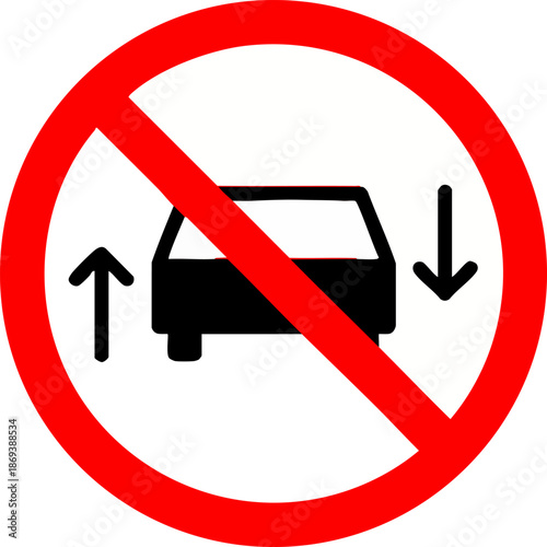 Prohibition Road Sign for Vehicle Passing and Overtaking