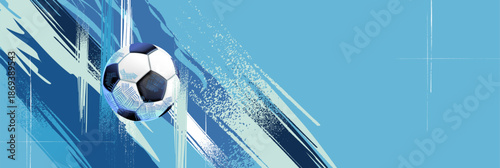 Soccer banner background with football on field, modern sports design