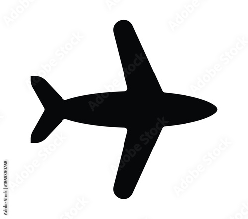 Black Silhouette of an Airplane Flying in a Clear Sky with No Clouds