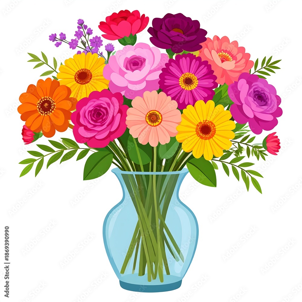 custom made wallpaper toronto digitalColorful floral bouquet arranged in a clear glass vase