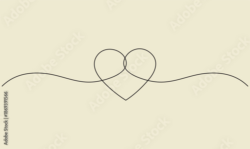 Love one line heart drawing romantic symbol illustration