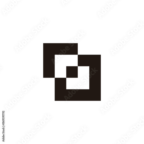 Letter r and J square, dot geometric simple symbol logo vector
