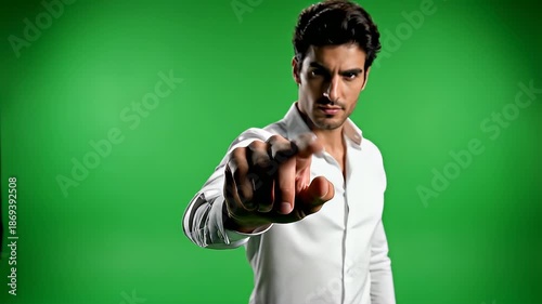 Wallpaper Mural Man Making a Stop Gesture Against Green Screen Background. Torontodigital.ca