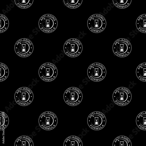 Anti aging formula cosmetics seamless pattern isolated on black background
