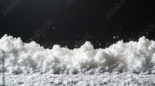 Snow falling intensely against dark background with heavy flakes