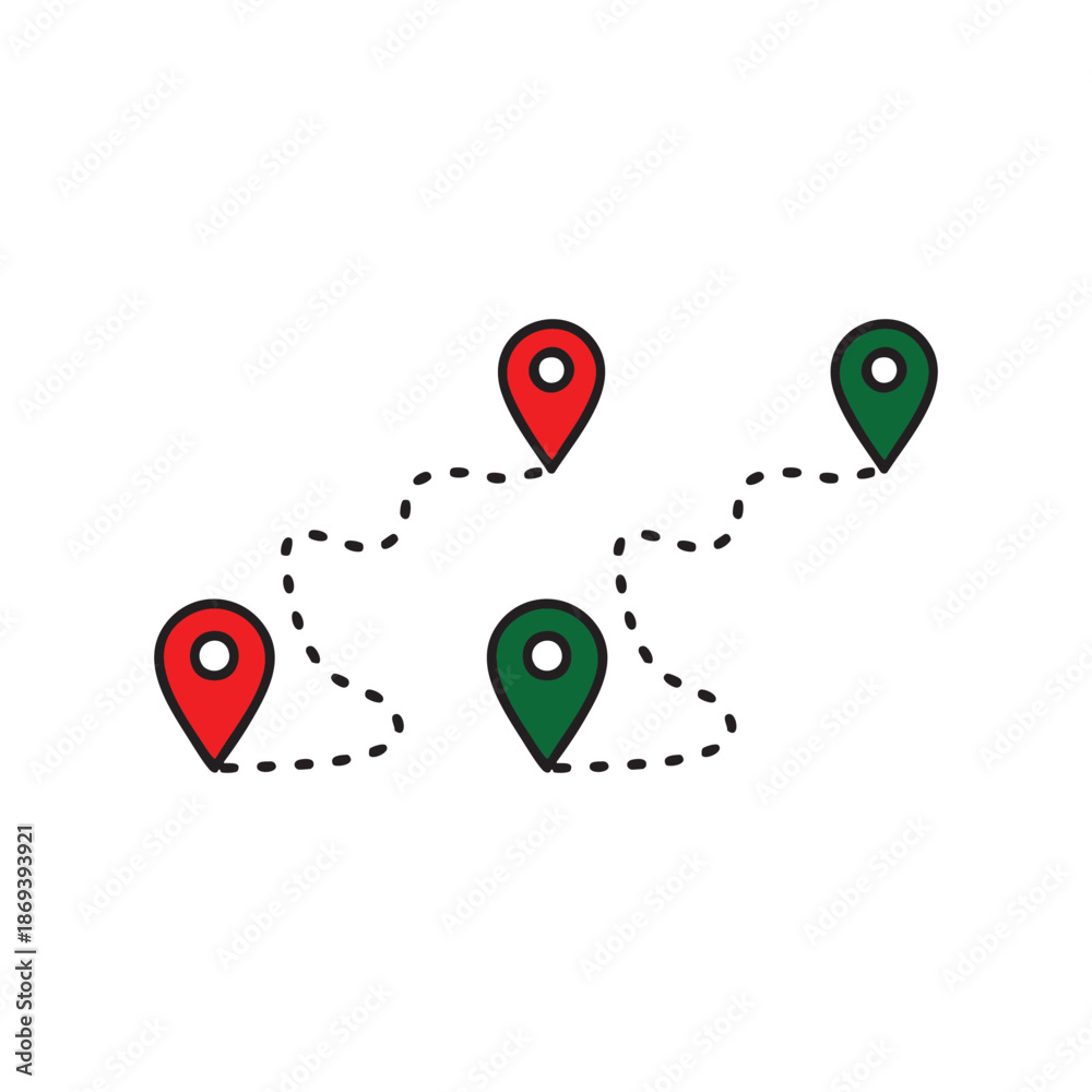 Obraz premium Direction Map Pin Icon Vector Illustration
