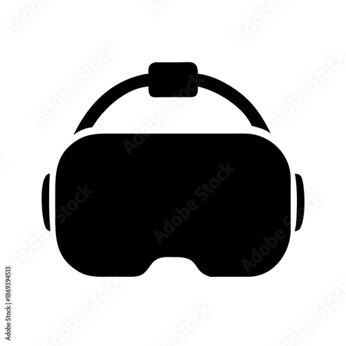 VR Headset Silhouette Vector Icon Isolated on White Background for Virtual Reality and Gaming