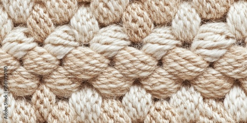 Detailed Beige Yarn Backdrop, Textured Pattern Full Frame Background for Knitwear Design Showcase