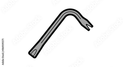 Minimalist Illustration of a Curved Metal Hook with Simplified Design and Neutral Color Palette for Modern Industrial Aesthetic