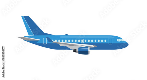 Modern commercial airplane designed for efficient passenger transport across long distances with sleek aerodynamics and advanced technology features