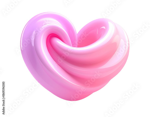 A vibrant, glossy heart shape formed by a spiraling ribbon