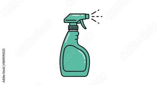 Simple Illustration of a Cleaning Spray Bottle with a Trigger Mechanism in Minimalist Style Suitable for Cleaning Product Advertising and