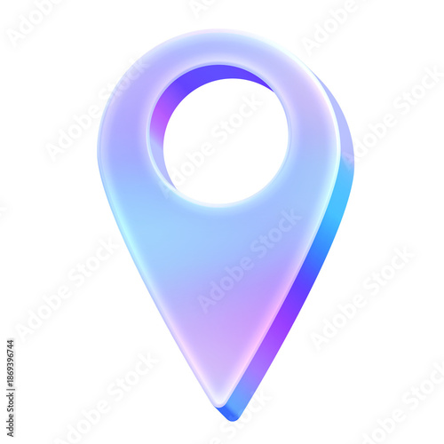 3D Glossy Holographic Location Pin Icon - Y2K Gradient Map Marker
