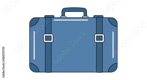Stylish blue travel suitcase with secure straps and sturdy handle for convenient journey luggage transportation