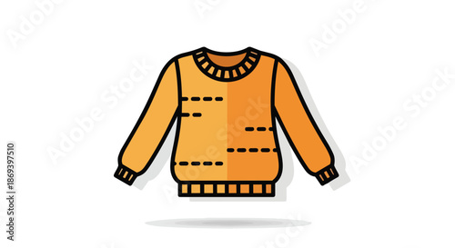 Colorful Illustration of a Cozy Knitted Sweater Displayed with Distinctive Stitch Patterns and Warm Tones for Fashion and Apparel Design