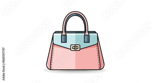 Stylish pastel handbag with modern design featuring contrasting color blocks and a sleek metal clasp for everyday elegance