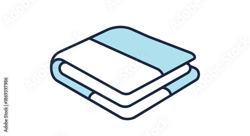 Minimalist Illustration of a Compact, Softcover Book with Light Blue Coverfold Design for Educational and Reading Purposes