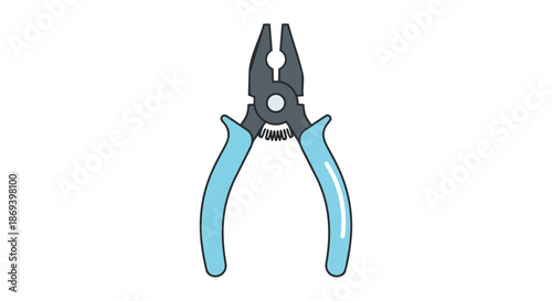 Illustration of Needle-Nose Pliers Showing Precision Tool Design for Fine Work and Craftsmanship with Bright Blue Handles and Metallic Tips