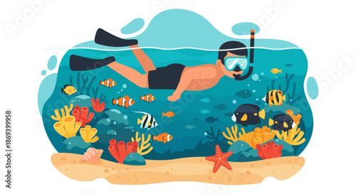 Scuba Diver Exploring Underwater Marine Life.