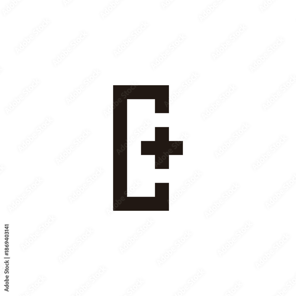 Obraz premium Letter C plus, square geometric symbol simple logo vector
