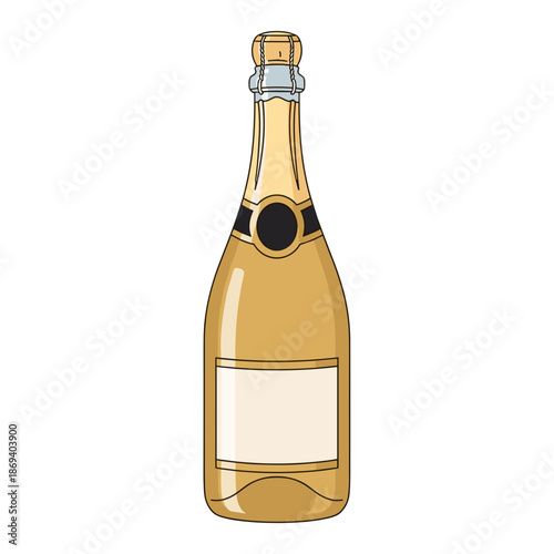 Champagne bottle for celebration and festive occasions on transparent background