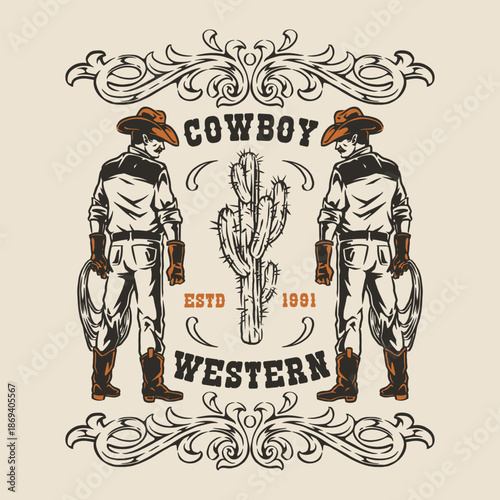 Cowboy in western style art