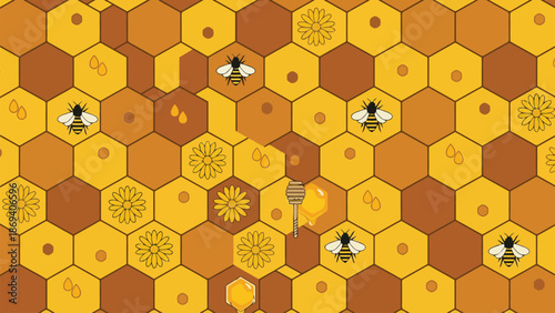 seamless pattern with honey comb