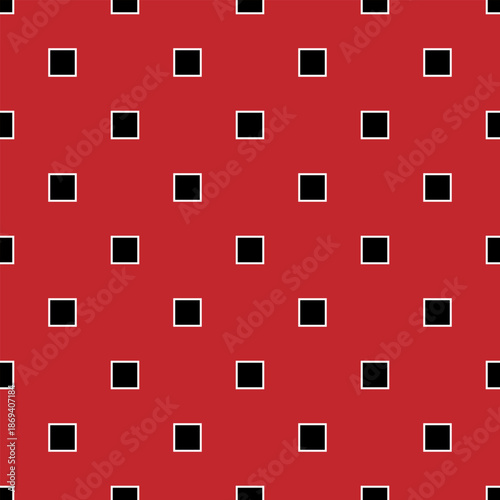 Black square on red background