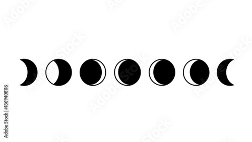 Moon Phases Illustration Isolated on White Background