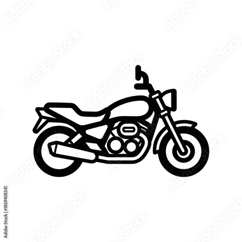 A black and white line drawing of a classic motorcycle, viewed from the side.