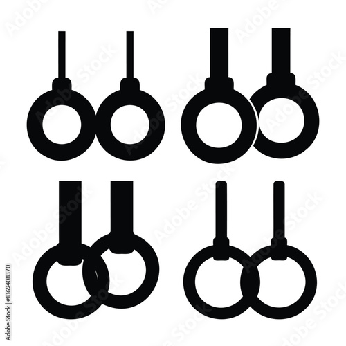 Four sets of gymnastic rings silhouette vector illustration for sport and fitness