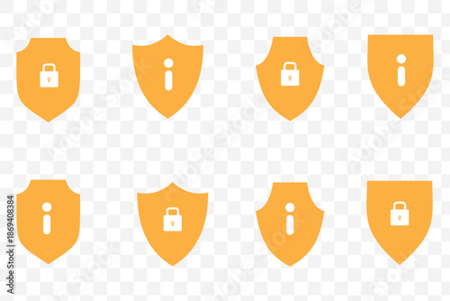 Set of security shield icons, security shields logotypes with check mark and padlock. Security shield symbols Vector design