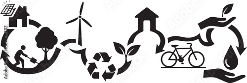 Eco Friendly Sustainable Living Icons and Symbols