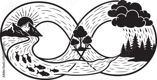 Yin Yang Infinity Nature Landscape Symbol