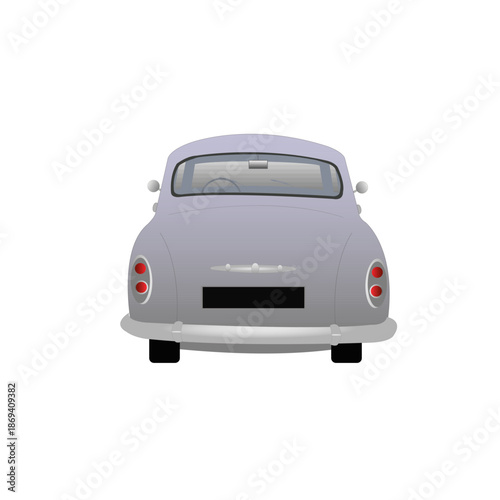 Véhicule de collection, de couleur bleue, vue de dos