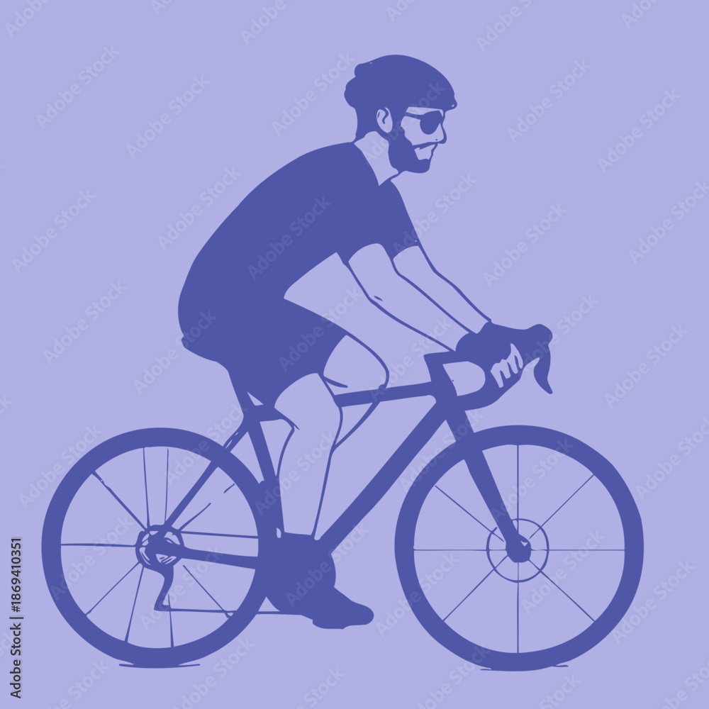 Obraz premium Cyclist riding a road bike with helmet and sunglasses.