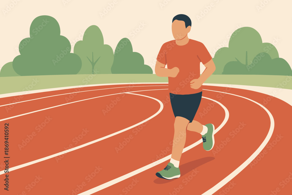 Fototapeta premium Man Running on Track Fitness and Healthy Lifestyle Illustration 1.