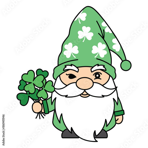 St. Patrick’s Day Gnome Clipart Set with Shamrocks, Rainbows, and Gold