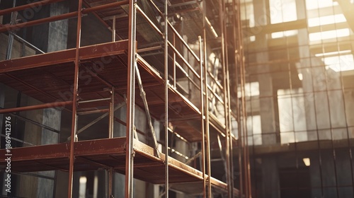Construction Scaffolding Inside Industrial Building