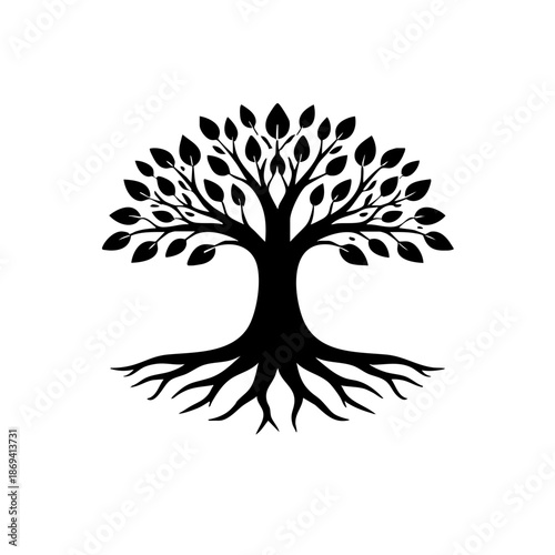 Simple icon-style tree with short roots, compact and scalable design