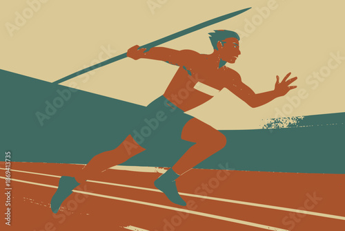 Javelin Thrower in Action A Silhouette of Athleticism.