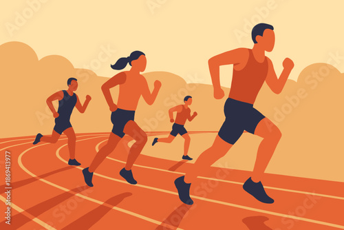 Runners in a Race A Dynamic Display of Athleticism.